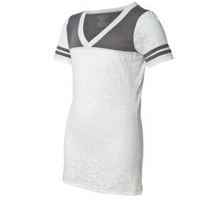 Gray and White V-Neck Tee